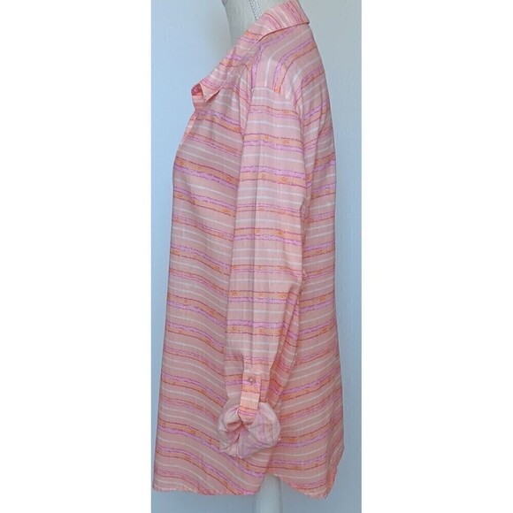 Kim Rogers Women's Size XL Linen Blend Button Front Blouse w/Roll Tab Sleeves - Picture 2 of 7